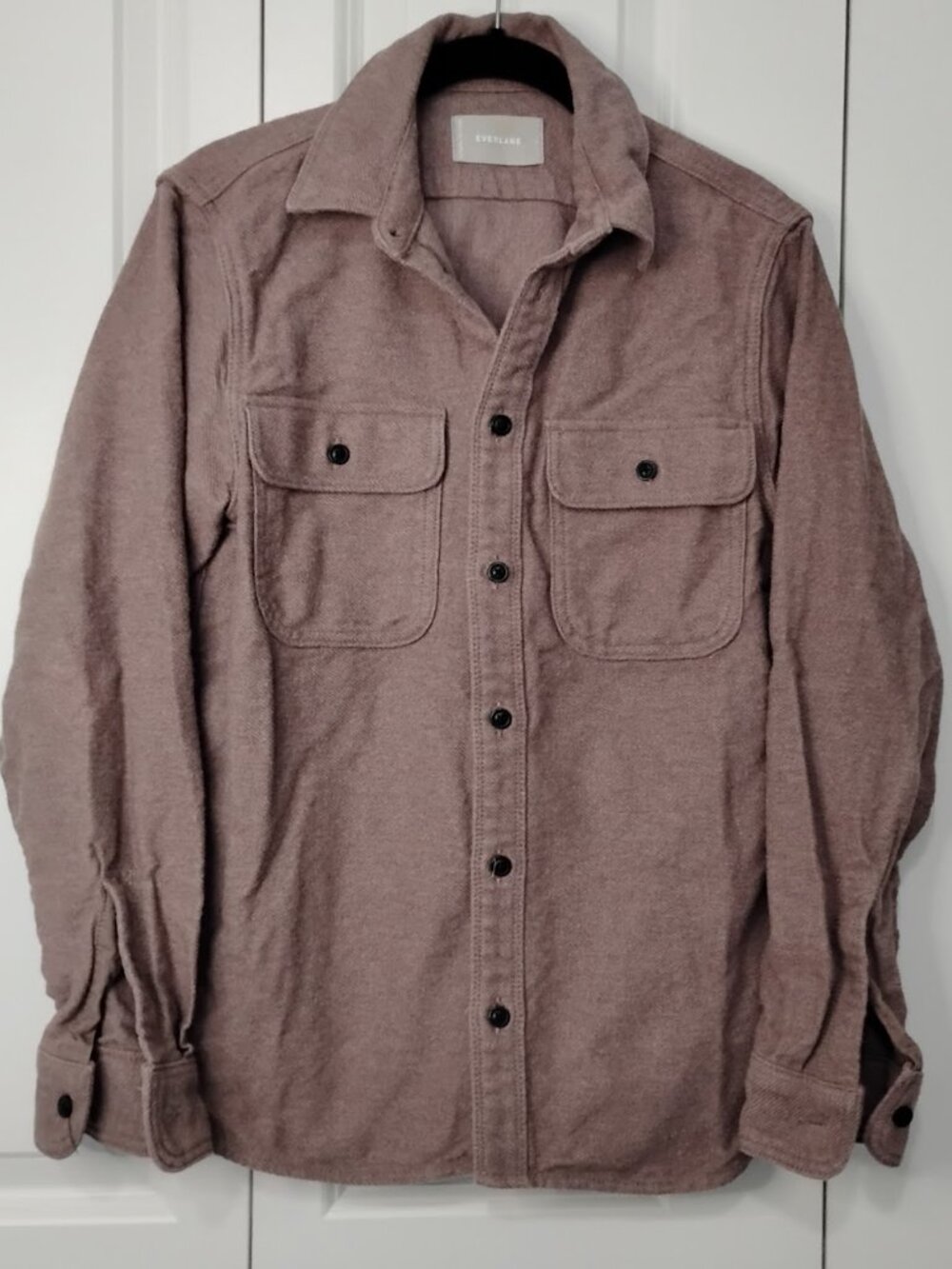 Everlane Women's Mauve Heavyweight Flannel Oversize Button-Up Shirt Size S